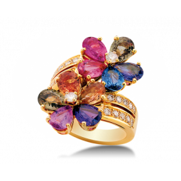 Золотое кольцо копия Bvlgari Sapphire Flower Women's Ring 044