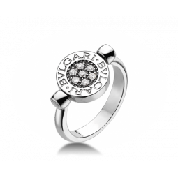 Женское золотое кольцо копия Bvlgari White Gold Flip Ring 025