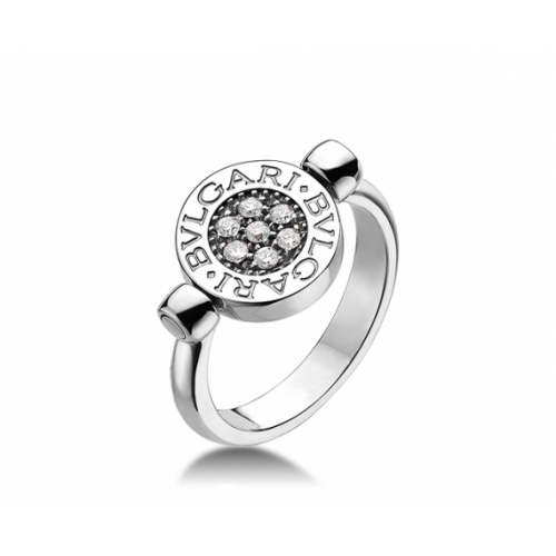 Жіноча золота каблучка копія Bvlgari White Gold Flip Ring 025